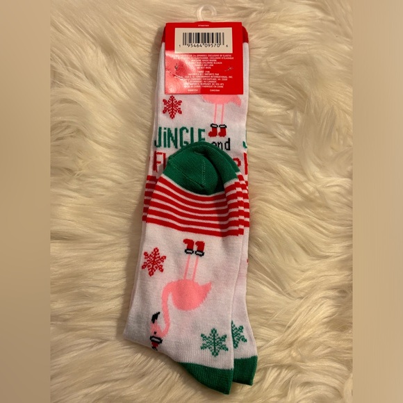 Christmas Jingle Flamingle Flamingo Long Socks - Picture 2 of 2